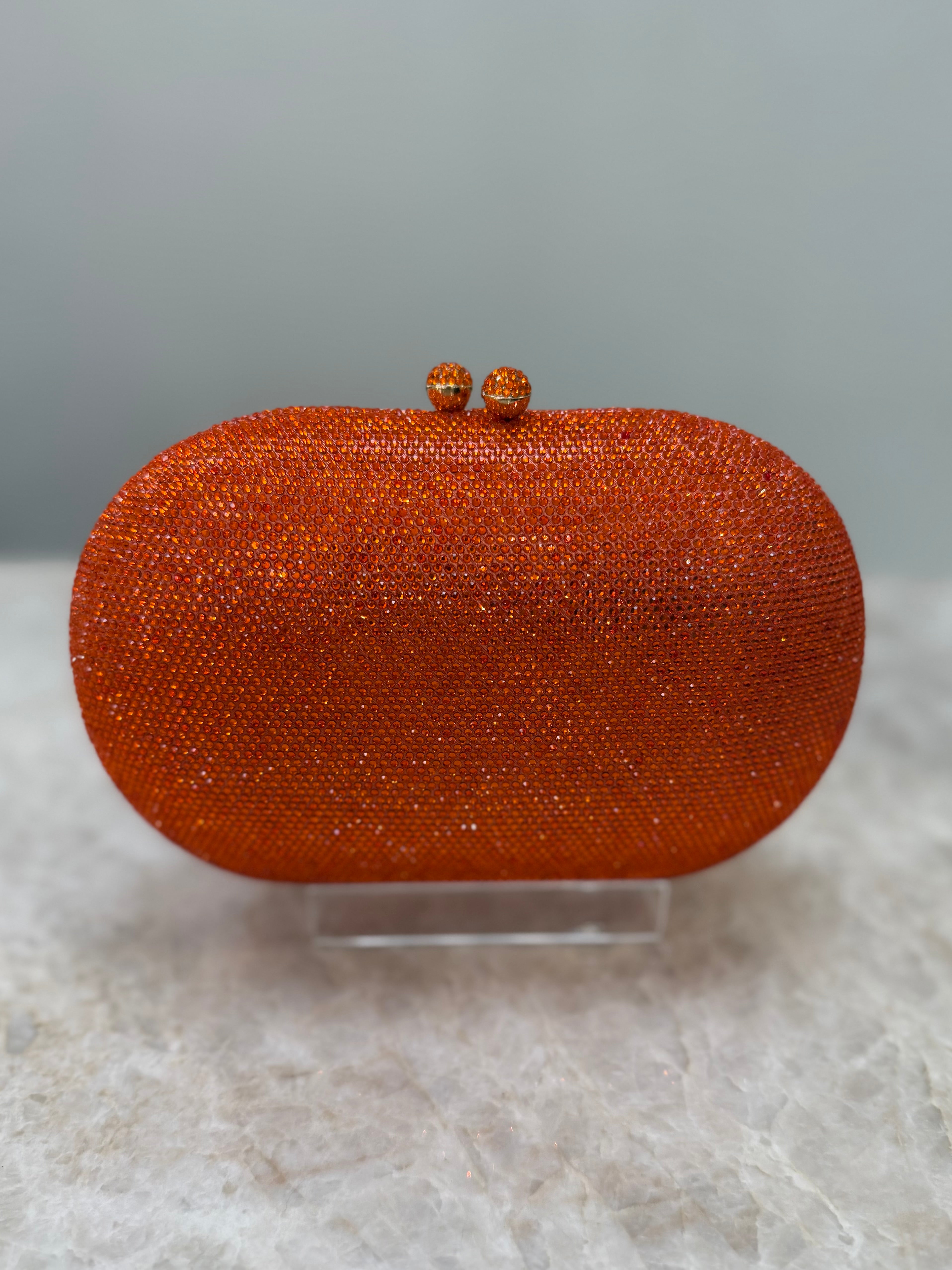 CLUTCH STRASS LARANJA OVAL