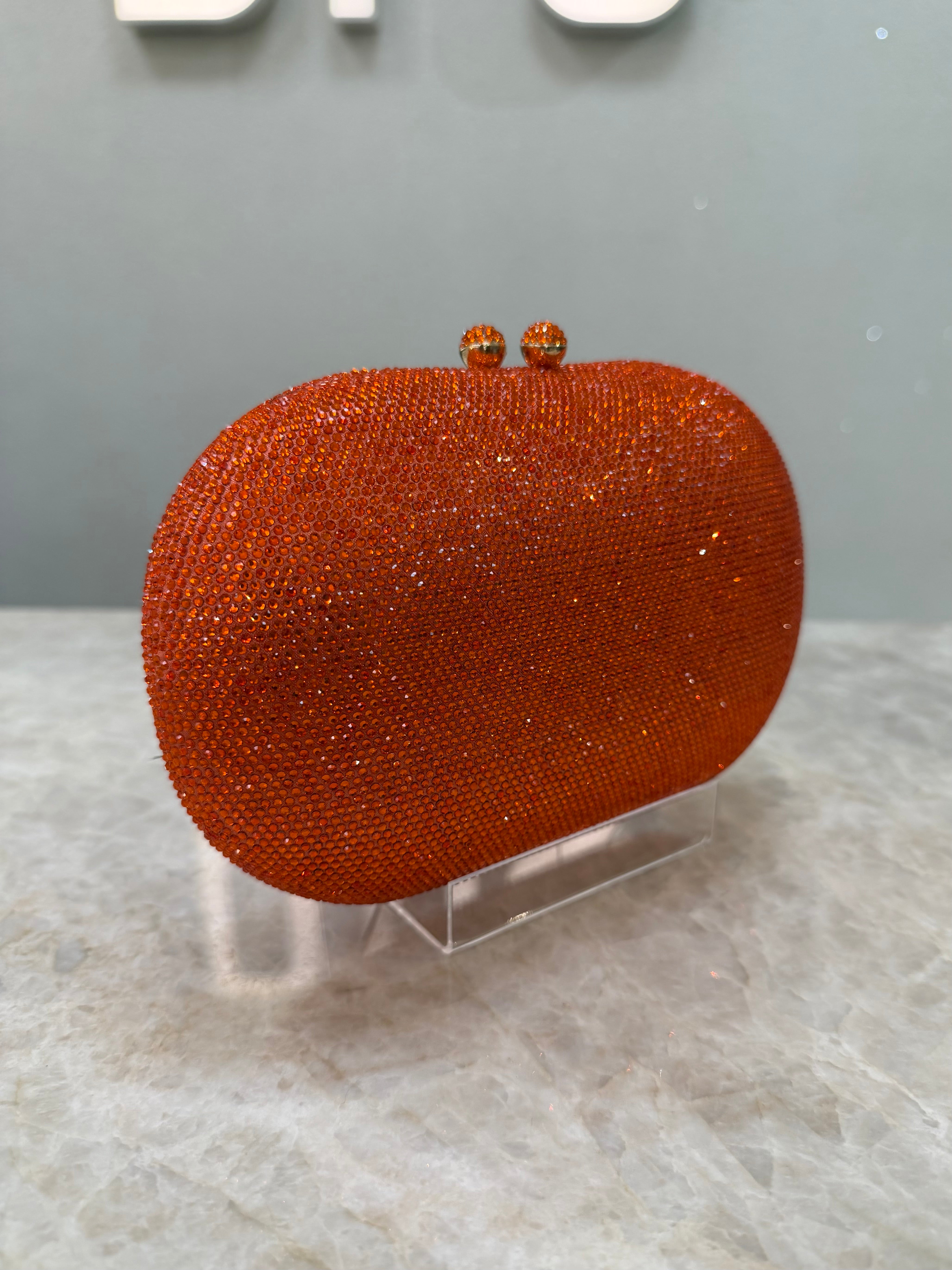 CLUTCH STRASS LARANJA OVAL