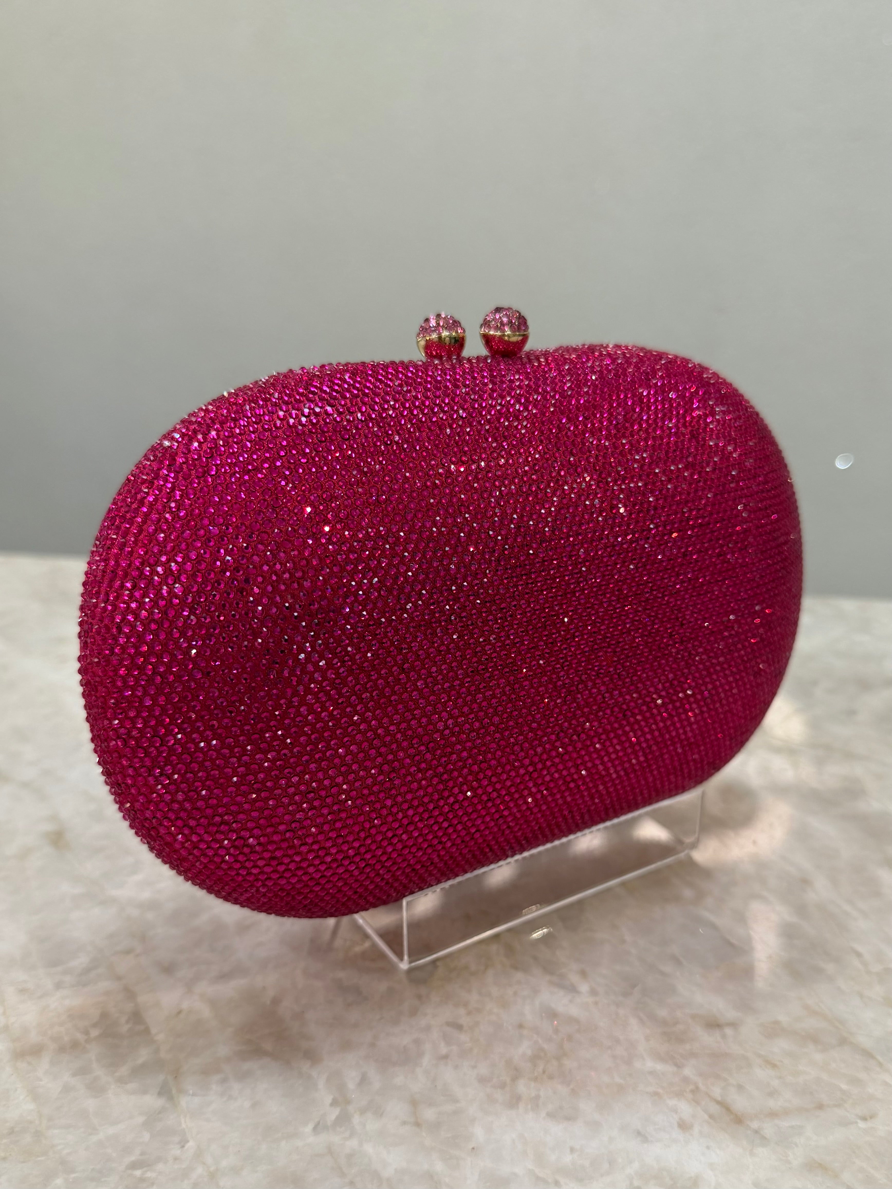 CLUTCH STRASS PINK OVAL