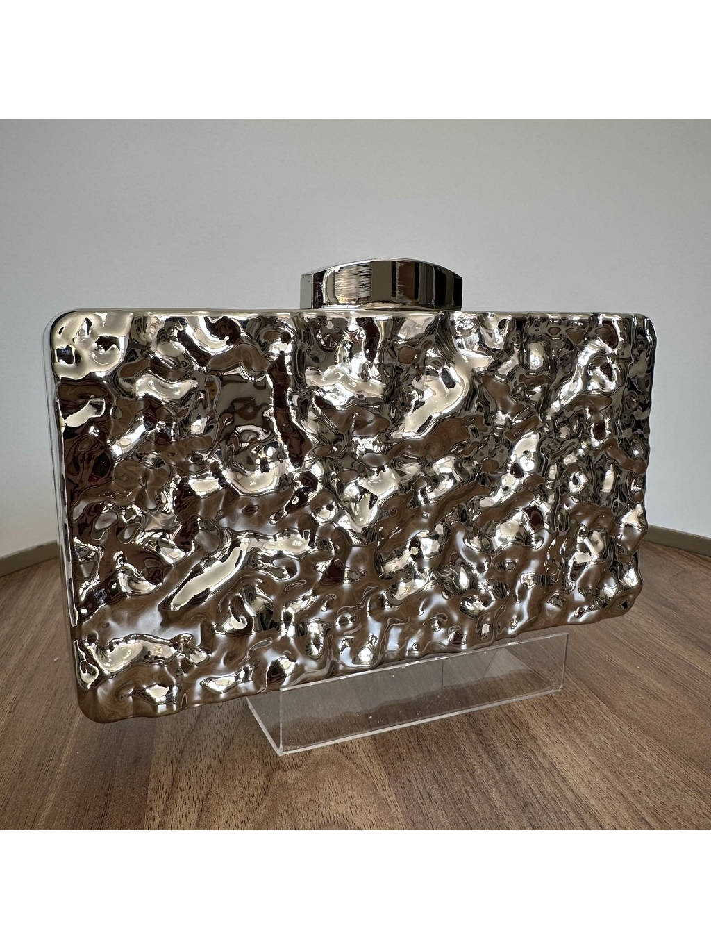 CLUTCH METAL MARTELADO PRATA