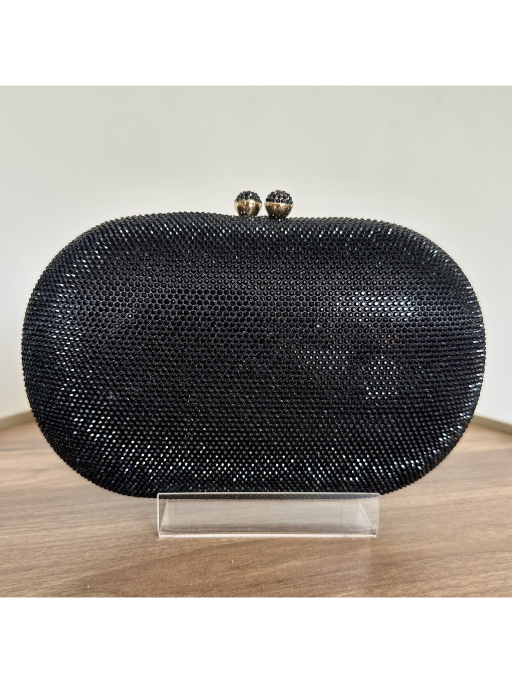 CLUTCH STRASS PRETA OVAL
