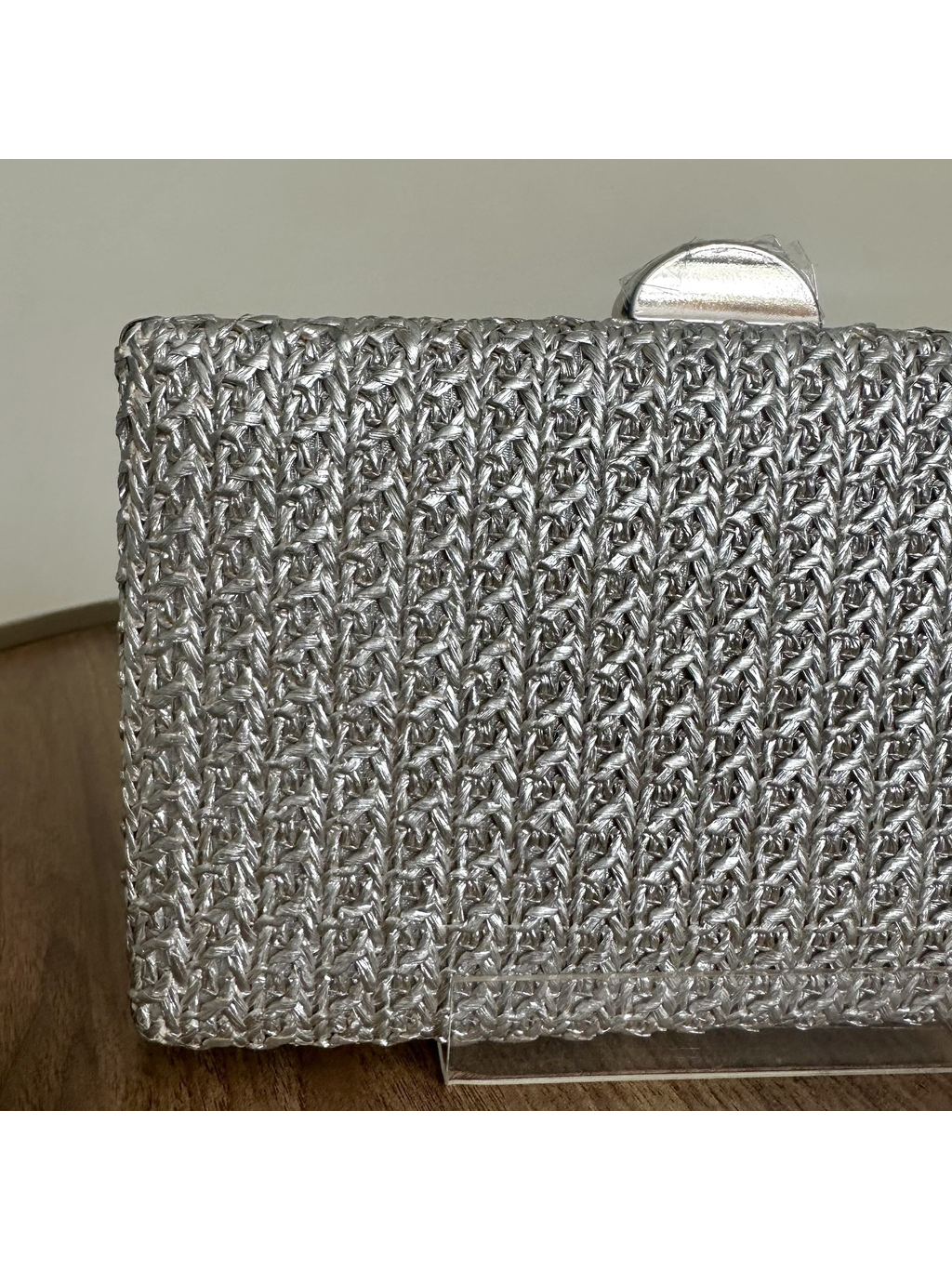 CLUTCH PALHA METALIZADA PRATA