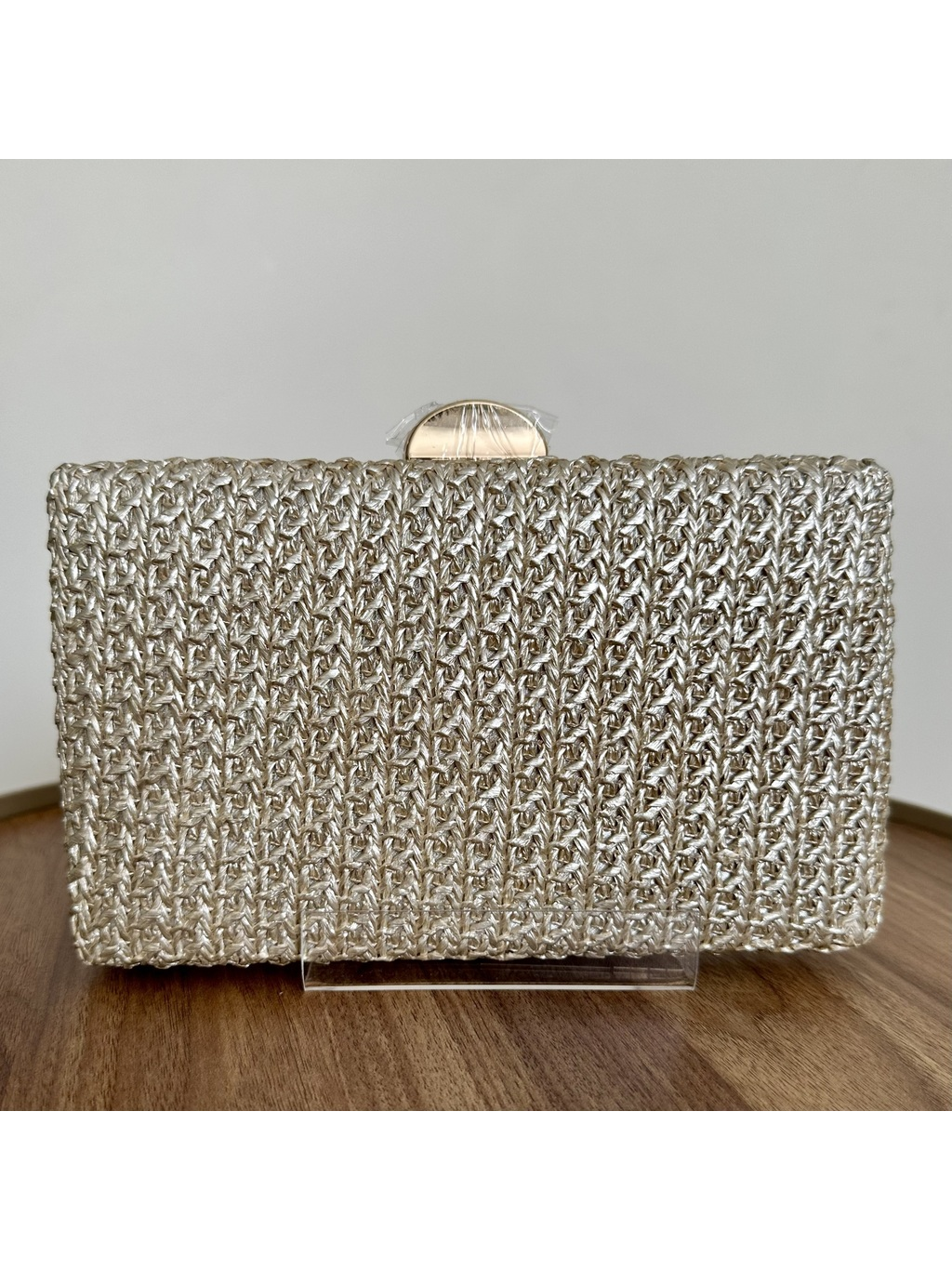 CLUTCH PALHA METALIZADA CHAMPAGNE