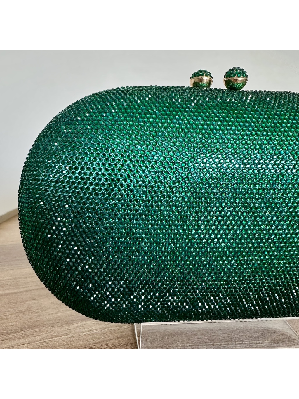 CLUTCH STRASS VERDE OVAL