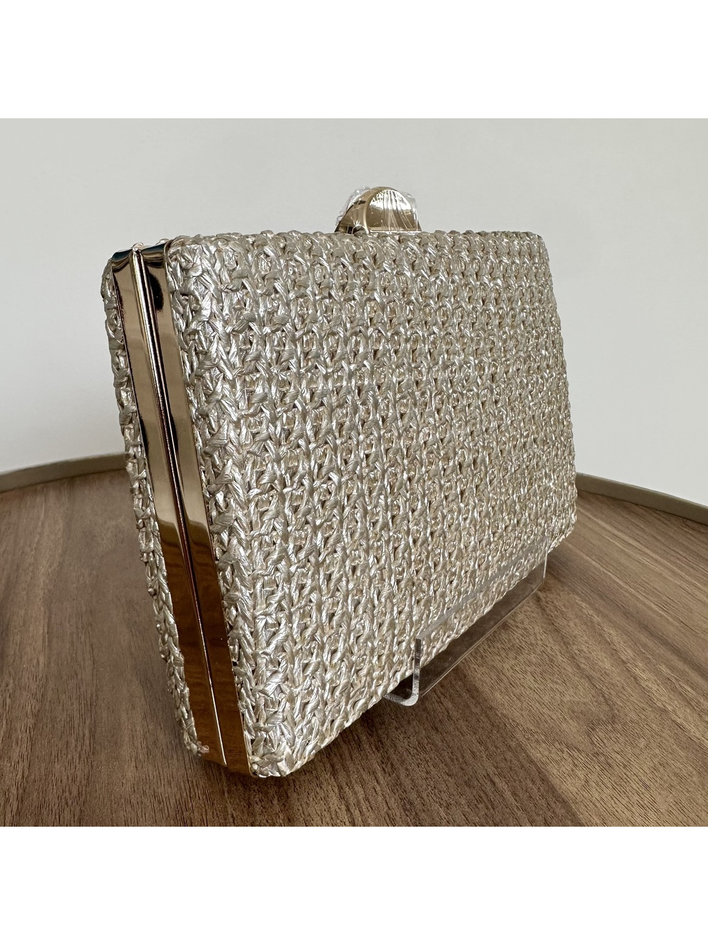 CLUTCH PALHA METALIZADA CHAMPAGNE