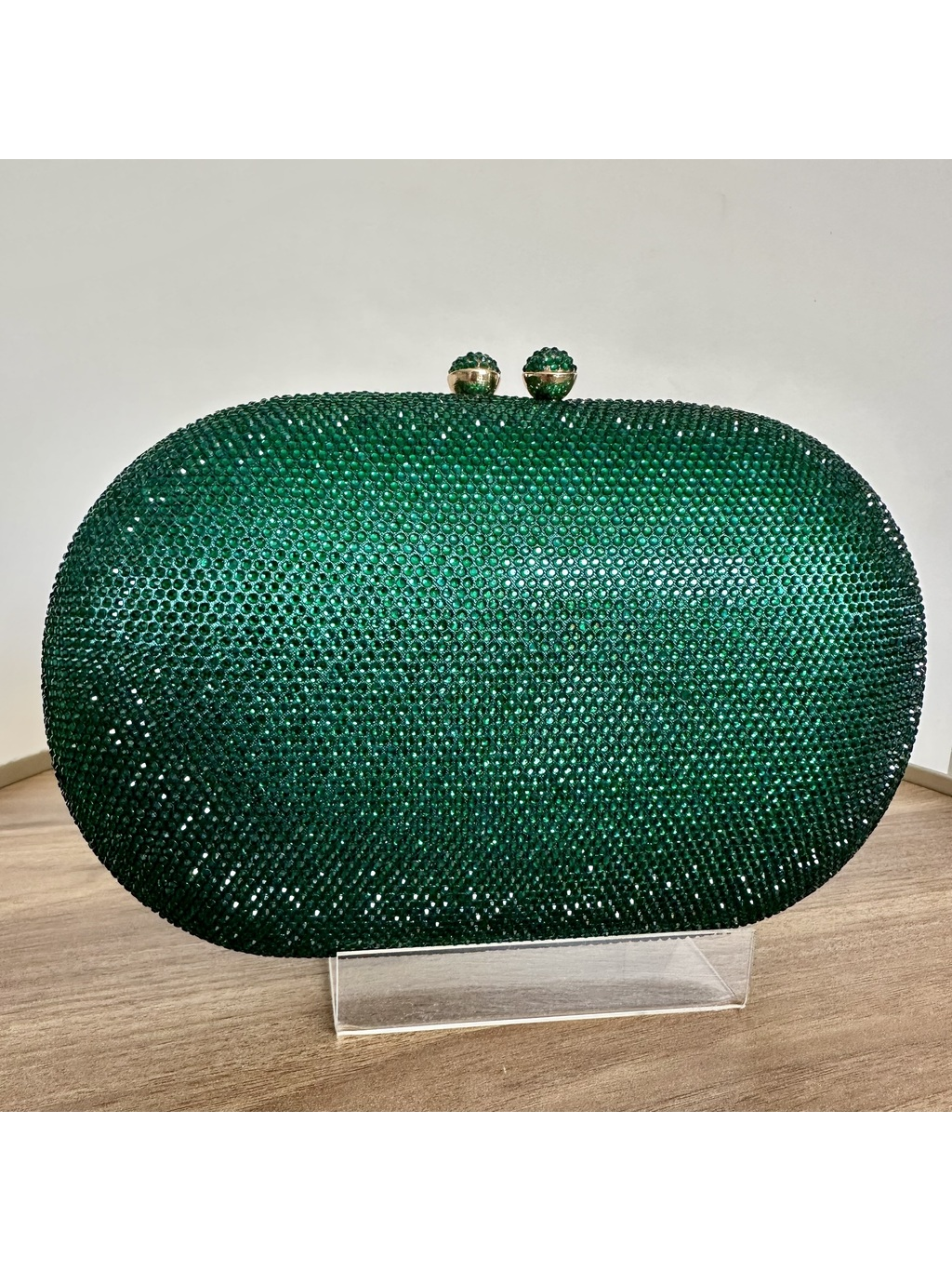 CLUTCH STRASS VERDE OVAL
