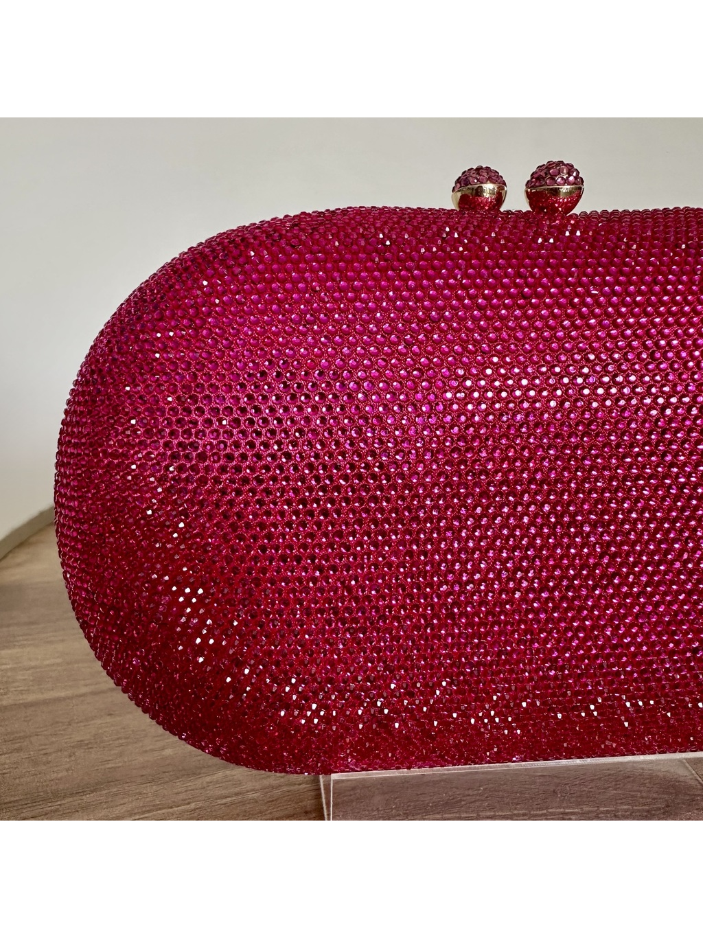 CLUTCH STRASS PINK OVAL