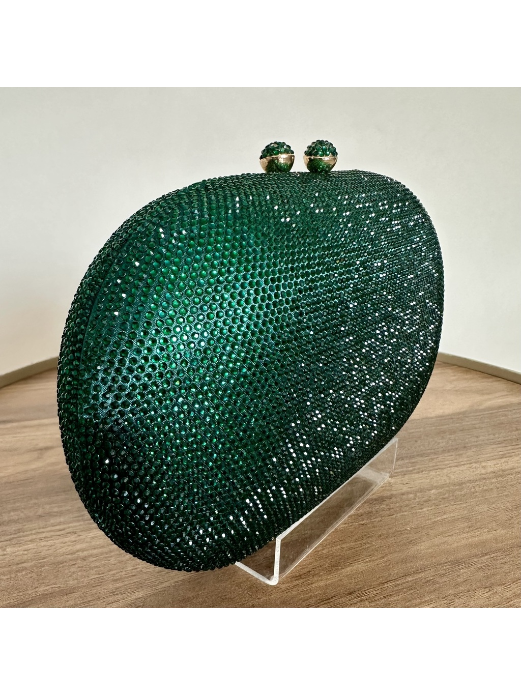 CLUTCH STRASS VERDE OVAL